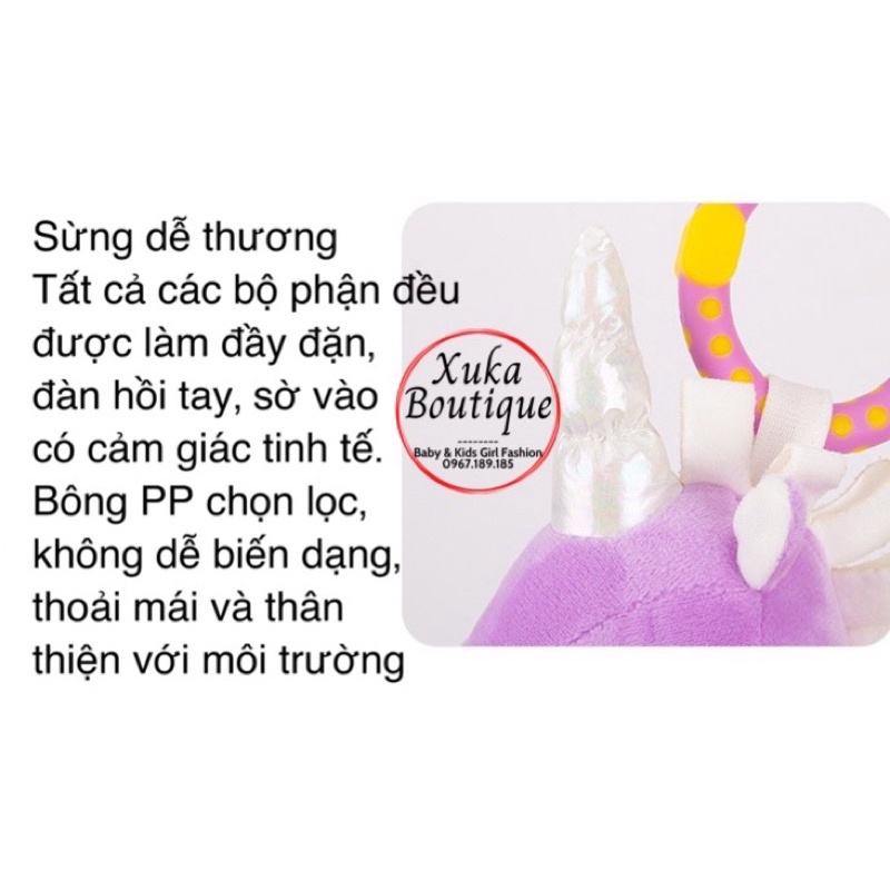Thú Bông Treo Nôi Cũi Xe Đẩy Cho Bé, Búp Bê Ngựa Bay Màu Tím Size Lớn 43x19cm Cho Bé 0-3 tuổi
