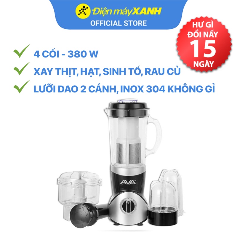 Máy xay sinh tố AVA SBL3196 1 lít 380W xay đá, thịt, hạt, sinh tố, rau củ - Chính hãng BH 12 tháng