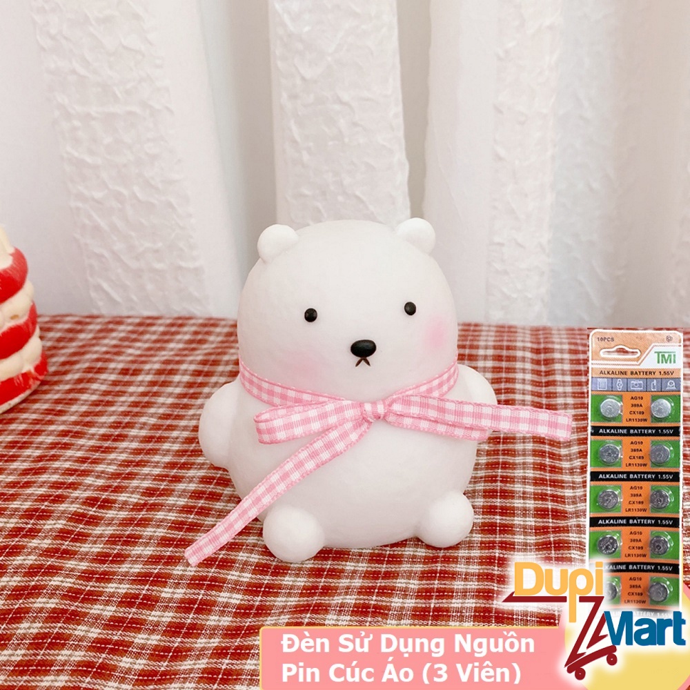 Đèn Ngủ Mini Gấu Tuyết Đeo Nơ Siêu Dễ Thương - Đèn Gấu Trang Trí Decor Nhà Cửa Phòng Ngủ - Món Quà Tặng Ý Nghĩa Cho Bé