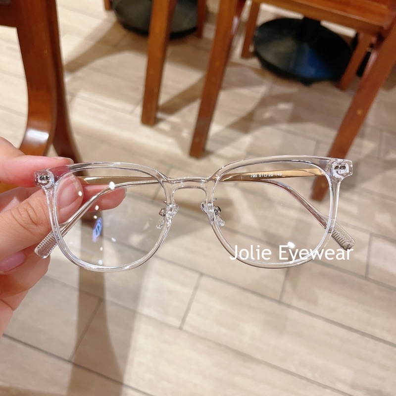 Gọng giả cận vuông nhựa phối kim loại mẫu mới 2022 cực xinh 795 chống ánh sáng xanh, UV400  Jolie eyewear