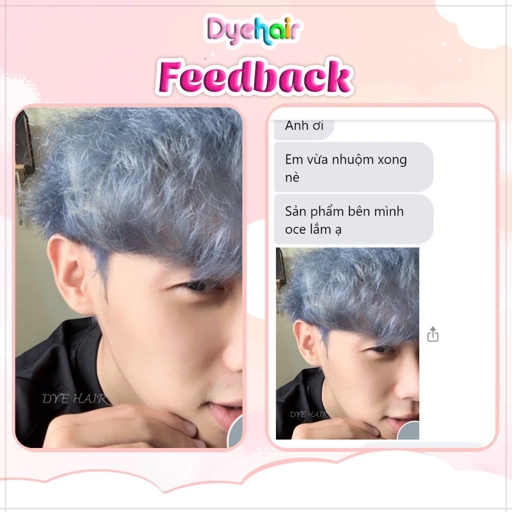 Thuốc nhuộm tóc, thuốc nhuộm tóc xanh khói DYE HAIR, tặng kèm oxy trợ dưỡng và bao tay