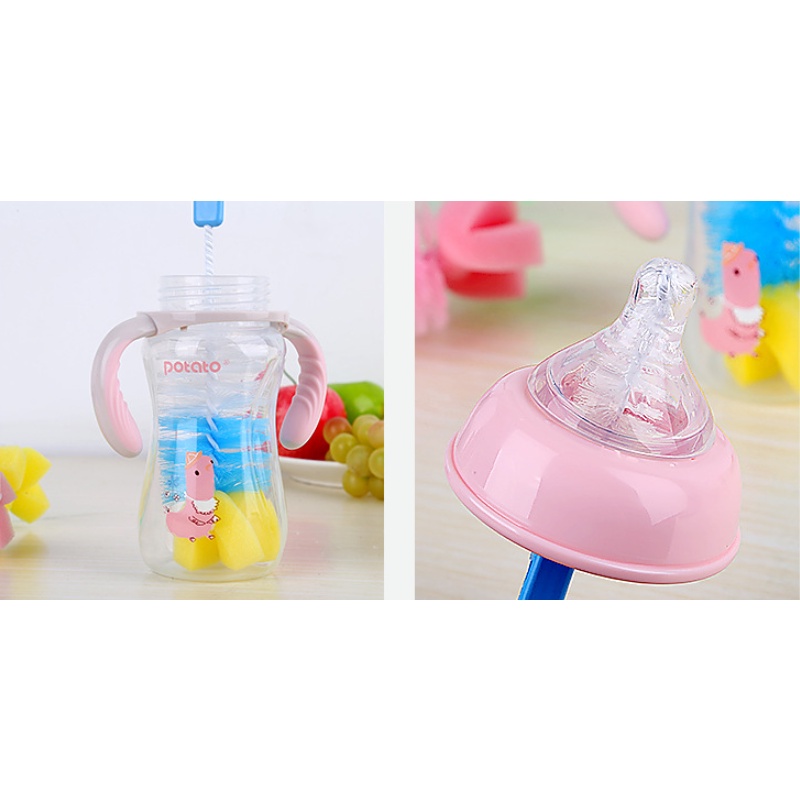 Cọ bình sữa núm ti, dụng cụ vệ sinh bình sữa cho bé 2 chi tiết