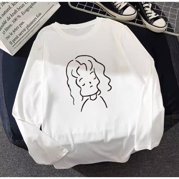 Áo thun dài tay cô gái tóc xù, chất da cá dày cho bạn nữ mặc đi du lịch, đi học dạo phố.