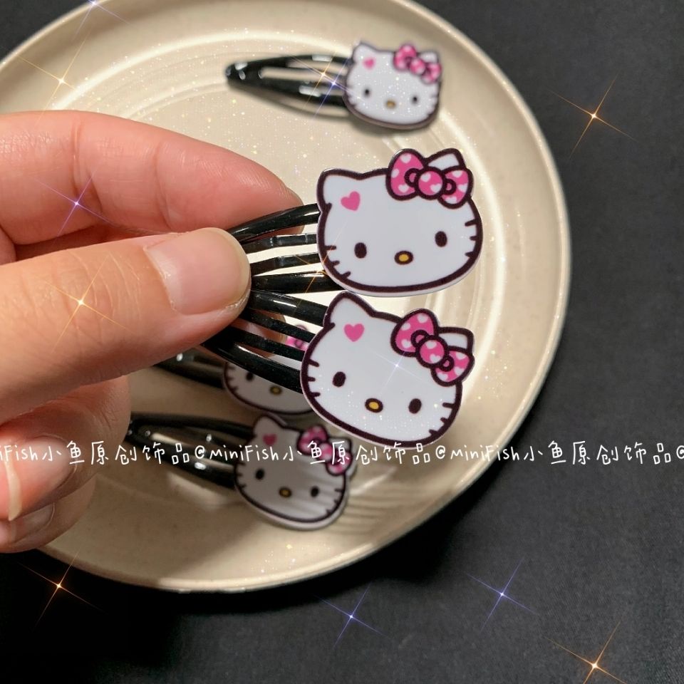 Kẹp tóc màu đen hình hello kitty phong cách cổ điển