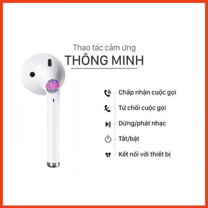 Tai Phone Bluetooth Nghe Nhạc - Đàm Thoại i12 5.0 CAO CẤP Âm Thanh Hay Cảm Ứng Cực Nhạy Tăng Giảm Âm Lượng