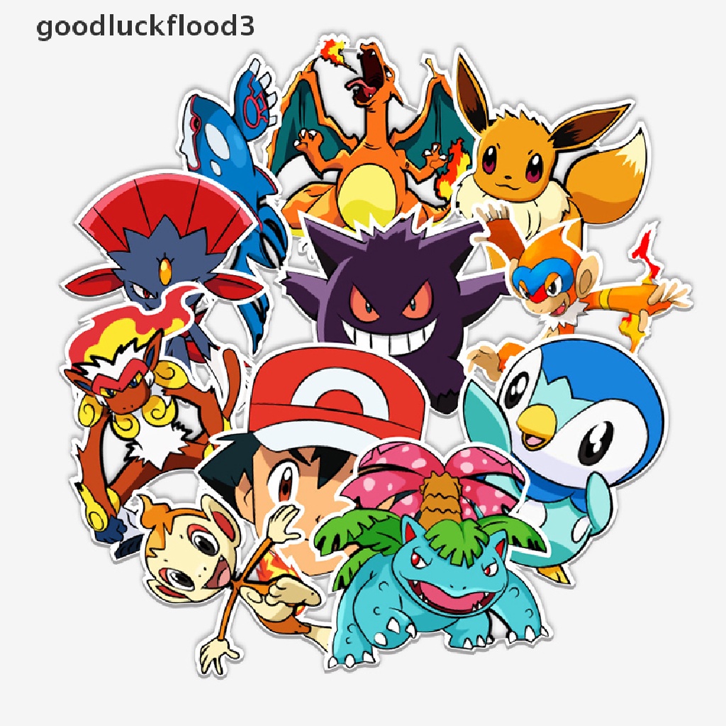 Bộ 50 Miếng Dán Hình Pokemon Nhật Bản Trang Trí Đàn Guitar Laptop