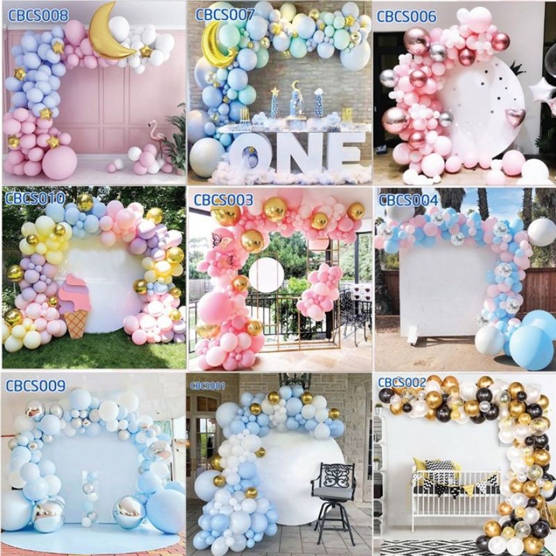 (KÈM BƠM KEO) SET BONG BÓNG SINH NHẬT TÔNG MÀU CỰC SANG MS100