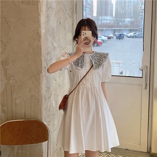 Đầm babydoll màu trắng phong cách Hàn Quốc