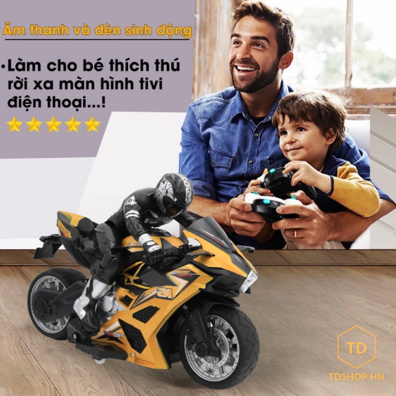Moto Điều Khiển Từ Xa 2.4G Cao Cấp Có Đèn Led, Kích Thước Lớn, Động Cơ Mạnh Mẽ, Xe Moto Điều Khiển Từ Xa Có Đèn