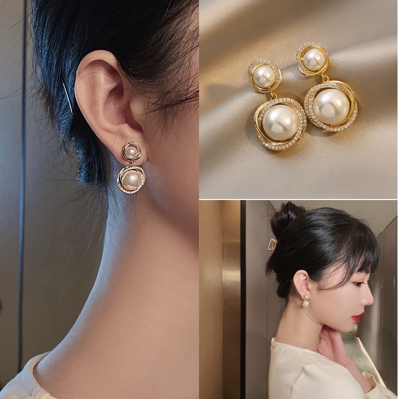 Bông Tai Dáng Dài Đính Ngọc Trai Phong Cách Hàn Quốc Thời Trang S925