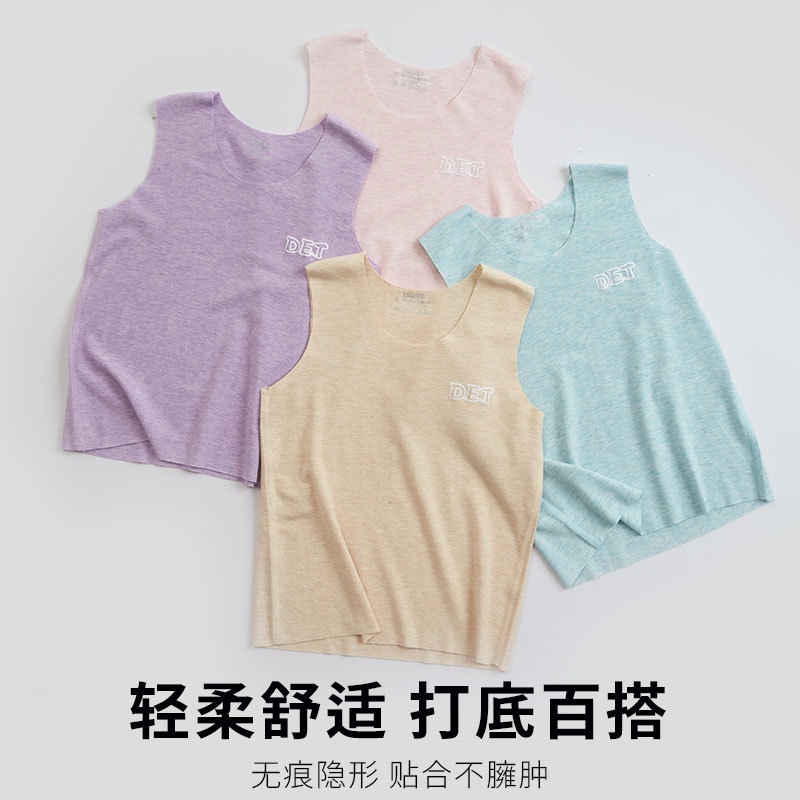 Áo Cotton không tay không đường may màu kẹo trơn đơn giản dành cho trẻ em 80-160cm