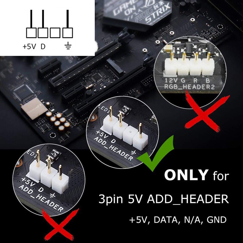 Dây chuyển đổi 5V-3P ARGB Bo mạch chủ Gigabyte ASUS cấp nguồn cho dải đèn led ws2812, ws2812b