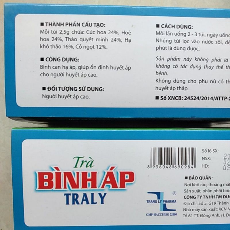 TRÀ BÌNH ÁP TRALY (hộp 20 túi nhúng)