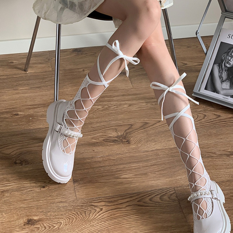 Đôi Vớ Ren Đan Dây Chéo Phong Cách Lolita Nhật Bản Dành Cho Nữ