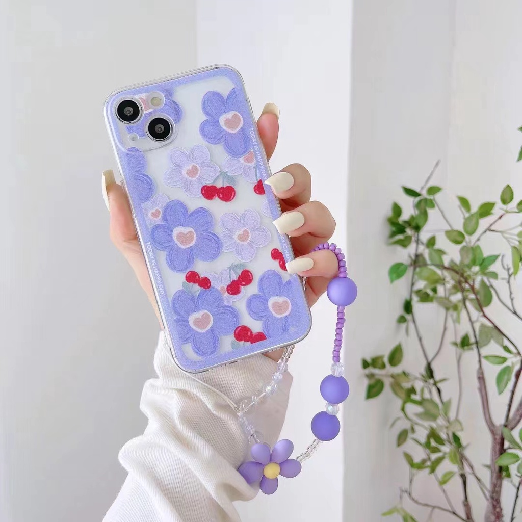 Ốp Điện Thoại TPU Mềm Trong Suốt Họa Tiết Hoa Có Vòng Tay Cho Samsung Galaxy S21 S20 FE Note 20 Ultra S20 S21 S20 Plus
