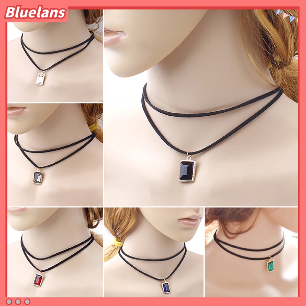 Vòng cổ choker vải nhung hai lớp màu đen