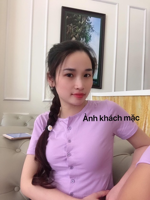 [ Mã WASTAPR giảm 10K đơn 50K] Áo croptop cúc nhiều màu - áo nữ cộc tay cúc mở | BigBuy360 - bigbuy360.vn