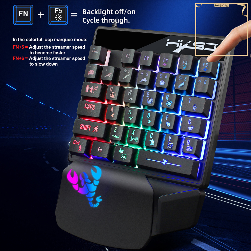 Set 2 Bàn Phím Chơi Game Có Đèn Led 35 Phím Hxsj Rgb