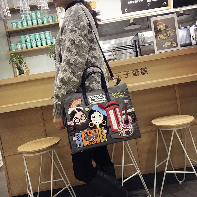 Túi tote thêu túi vải nylon túi tote công suất lớn