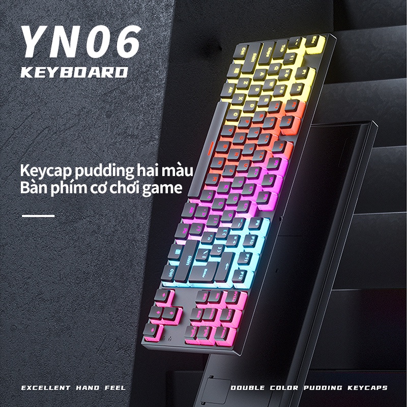 Bàn phím cơ EK87 multi led mix màu 11 loại hiệu ứng ánh sáng RGB có dây cho laptop máy tính chơi game