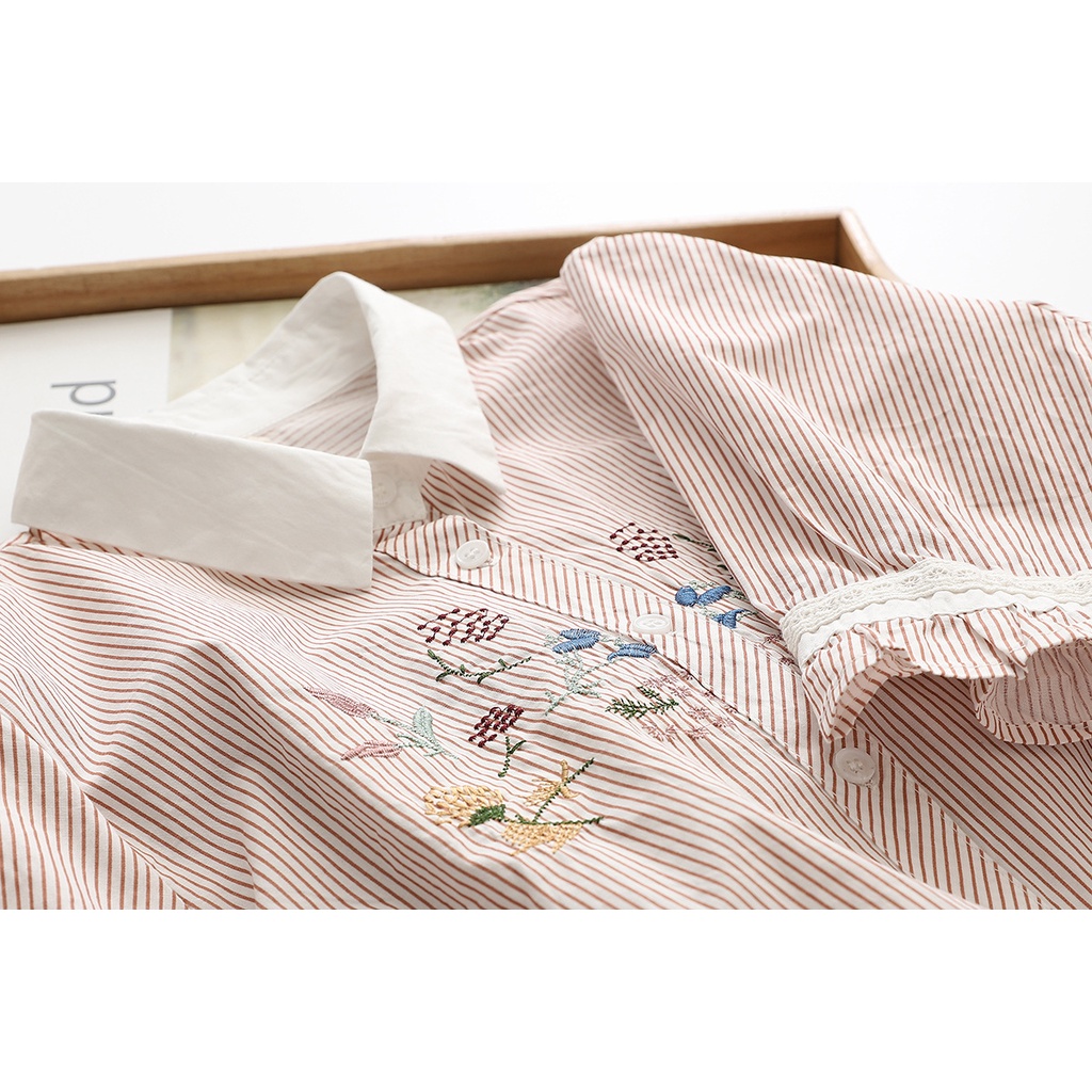 Áo Sơ Mi Cotton Trơn Tay Ngắn Thêu Hoa Thời Trang Mùa Hè Dành Cho Nữ 2022