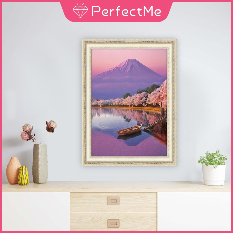 Bộ tranh đính đá 5D họa tiết hoa anh đào độc đáo kích thước 30x40 DIY dùng trang trí nhà cửa