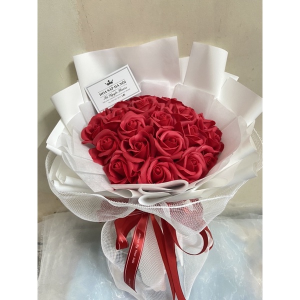 Quà sinh nhật-quà 20/10: bó hoa hồng sáp 35bông kết hợp lưới siêu sang tặng kèm thiệp( nhận đặt màu hoa theo yêu cầu)