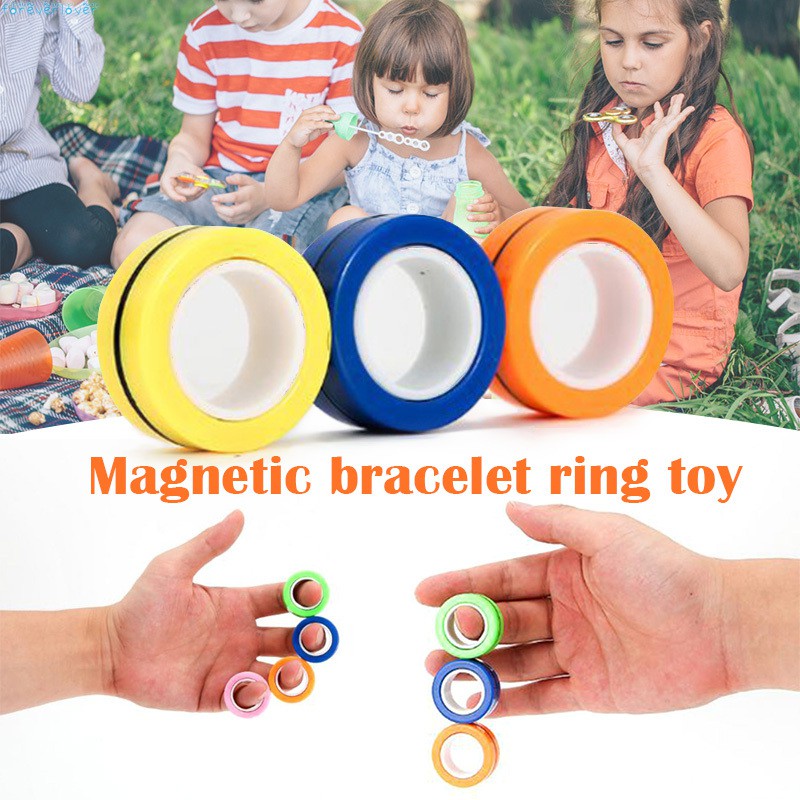 Finger Magnetic Ring Stress Anxiety Relief Magnetic Spinner Ring Colorful Unzip Finger Game Toy For Kids Adult