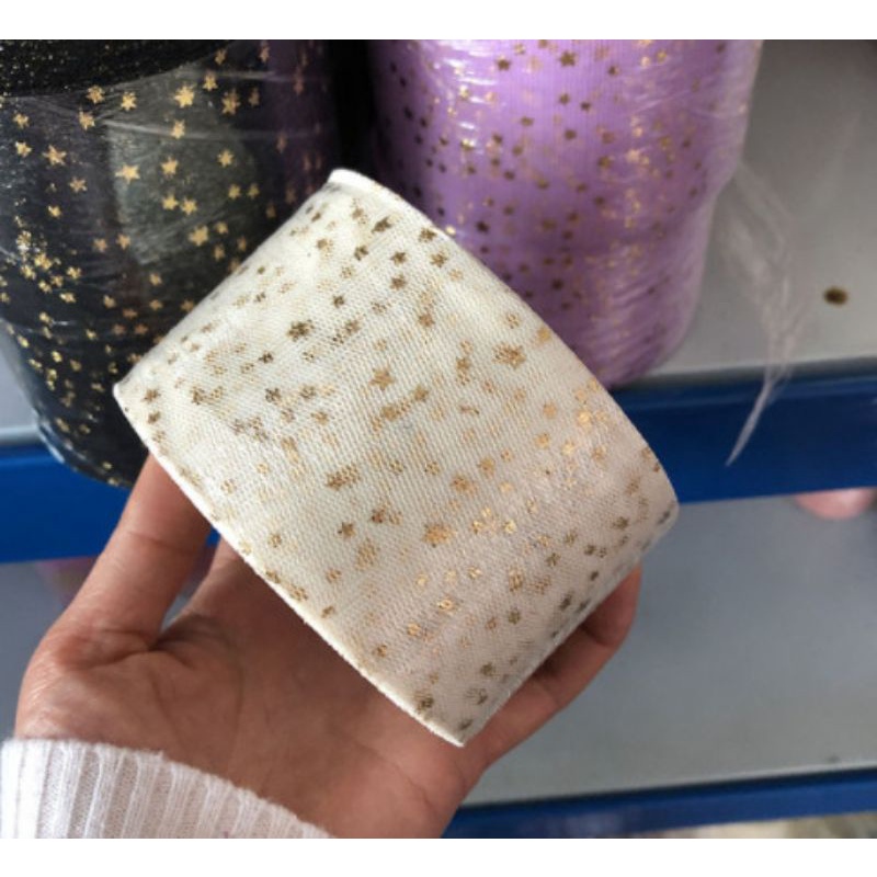 Ruy băng voan lưới sao bản 6cm làm phụ kiện handmade