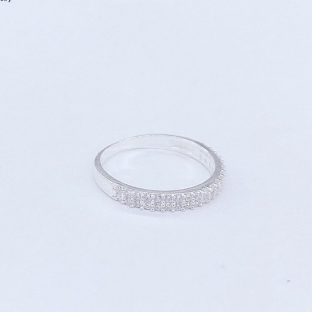 Nhẫn Bạc Nữ 2 Hàng Đá Bạc Ta Nguyên Chất