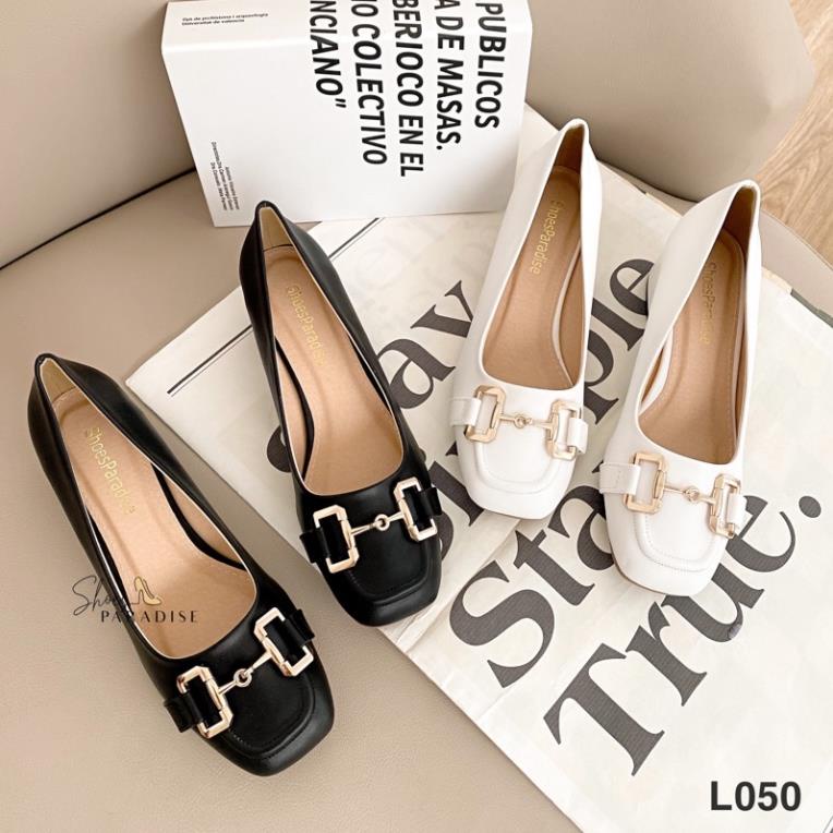 Giày cao gót bít mũi mũi vuông 3 phân nữ đế vuông 3p shoes paradise L050 HV