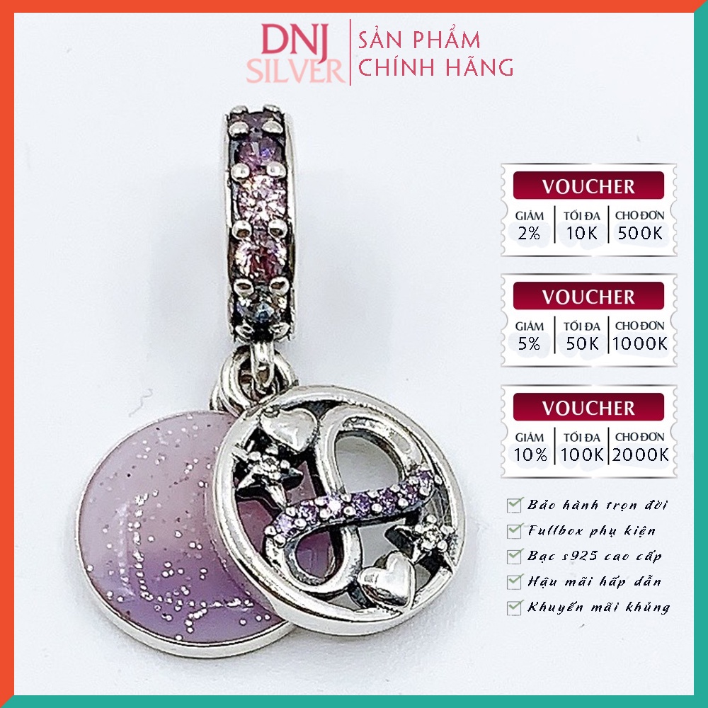 [Hàng cao cấp] Vòng tay bạc 925 cao cấp - Vòng tay charm bạc Forever Love Purple, may mắn trong tình yêu - DNB024