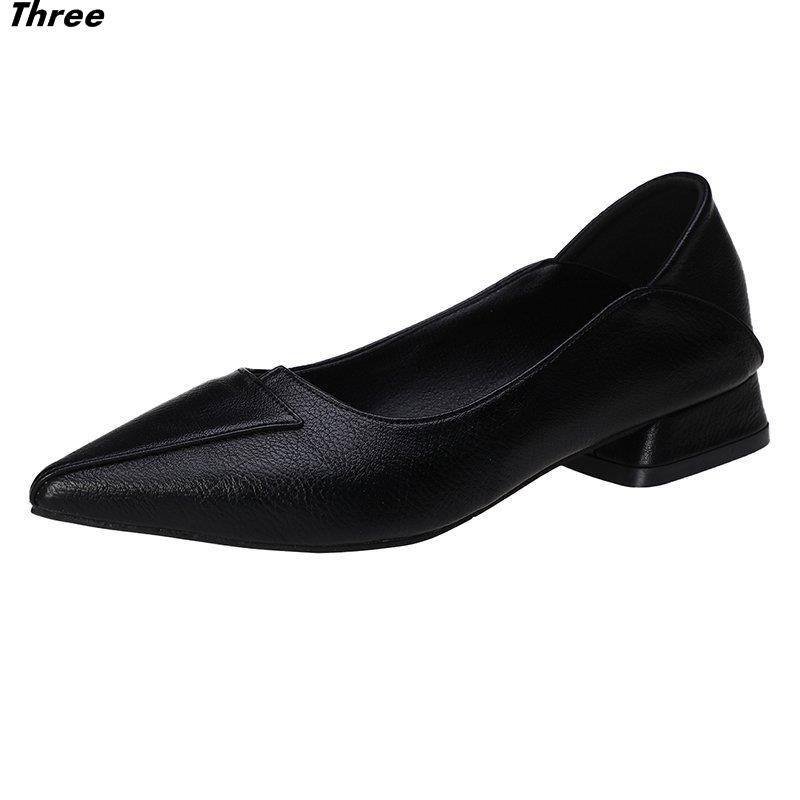 Women's shoes, high heels shallow mouth pointed single shoes women spring Korean version of the British style wild thick heel temperament professional evening shoes