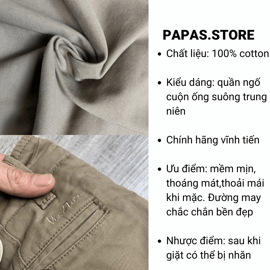 Quần short ngố trung niên nam Vĩnh tiến dáng rộng ống suông, quần ngố trung niên nam chất cotton thoáng mát