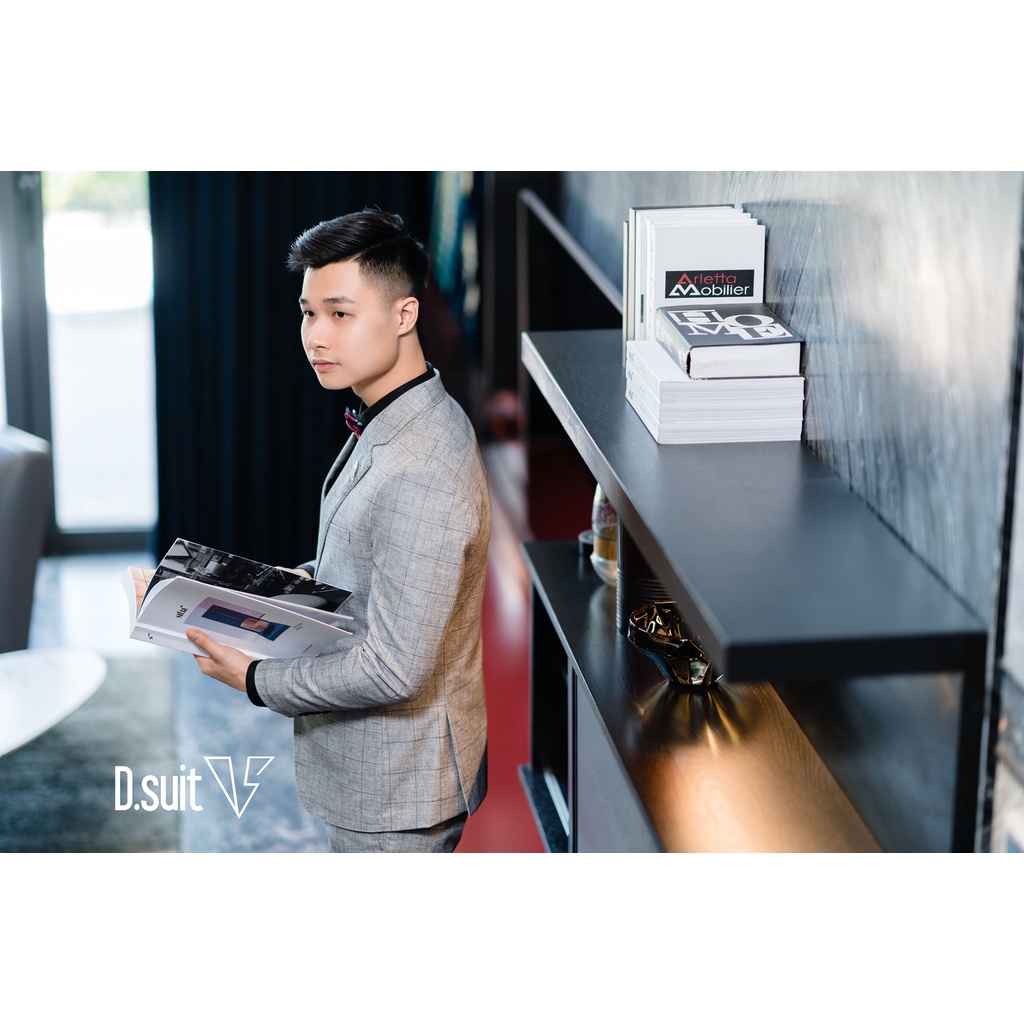 Vest nam Hàn Quốc from 1 cúc dáng trẻ trung mẫu kẻ karo-Shop Suit