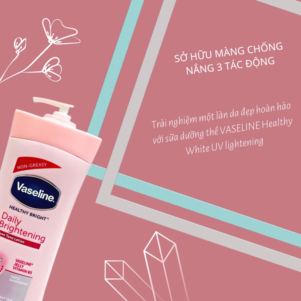 Sữa dưỡng thể Vaseline Healthy White UV Lightening Body Lotion 725ml giúp dưỡng trắng dưỡng ẩm phù hợp cho mọi loại da