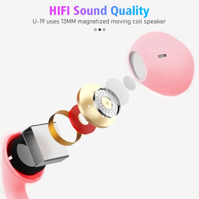 Tai nghe HdoorLink kiểu dáng nhét tai HIFI đầu cắm 3.5mm U19 tích hợp micro