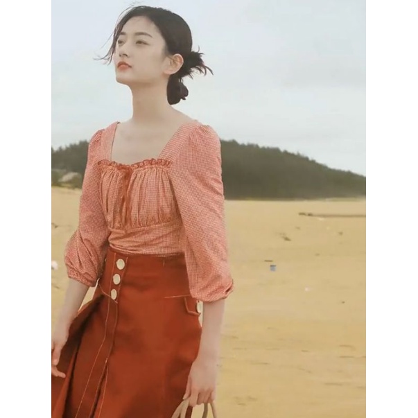 Áo crop top kẻ karo Vero Moda