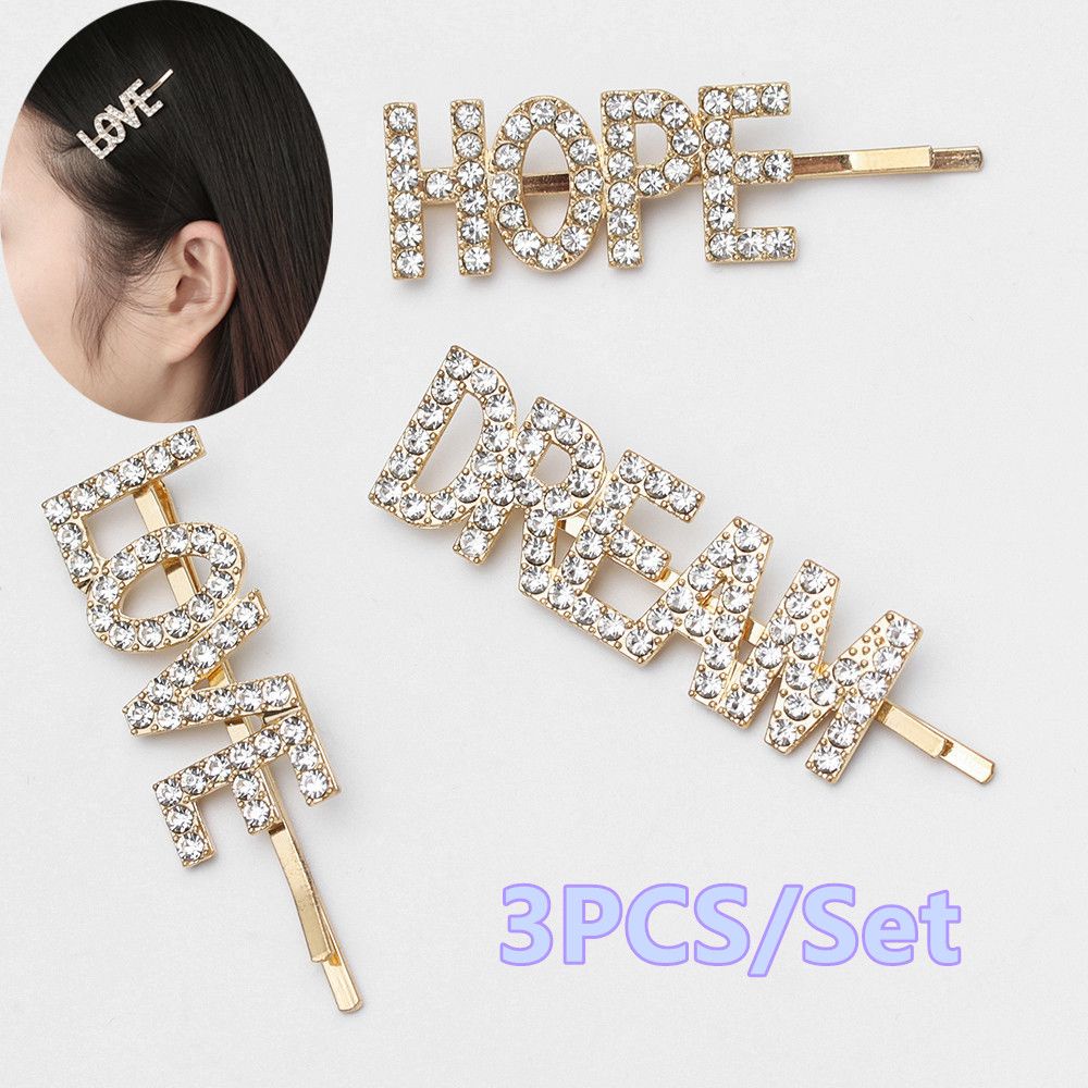 Set 3 kẹp tóc chữ LOVE HOPE DREAM thời trang cho nữ