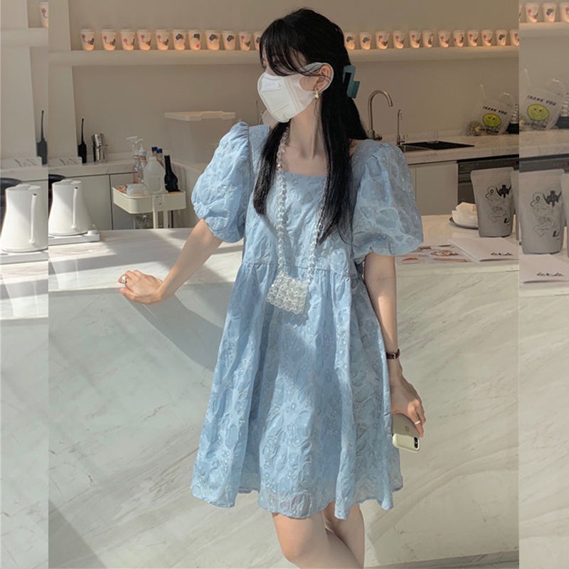 Đầm Công Chúa Tay Phồng Cổ Vuông Phong Cách Phương Tây Thời Trang Xuân Hè 2022 Mới Cho Nữ