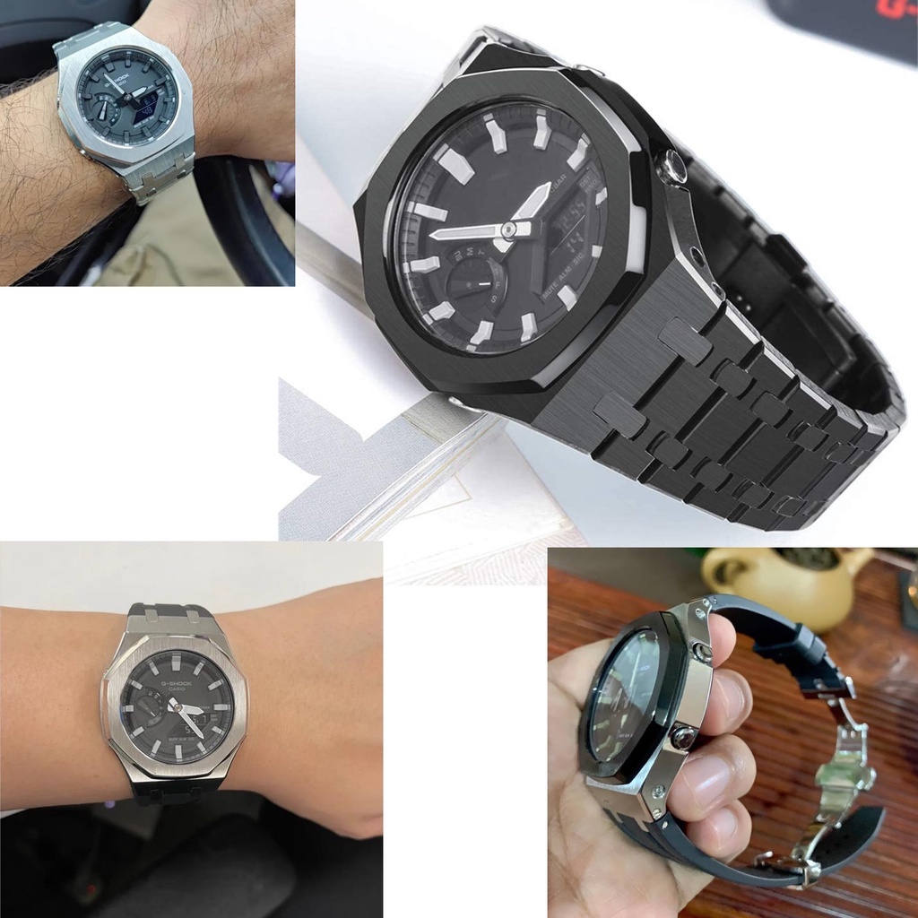 Khung Viền Kim Loại Không Gỉ Và Cao Su Cho Đồng Hồ Casio Mod GA2100 Modified 3rd Generation GA-2100 / 2110