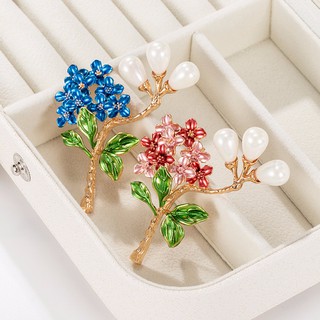 Ghim cài áo hình cành hoa đính đá dễ thương