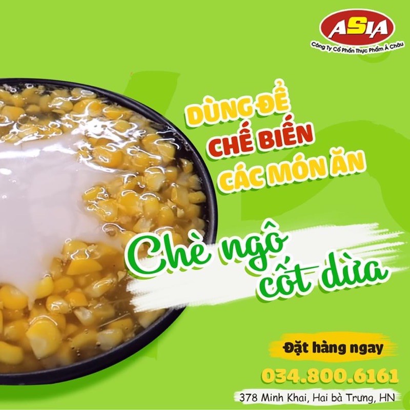 Ngô ngọt nguyên hạt Asia Home 430gr làm salad, ngô chiên