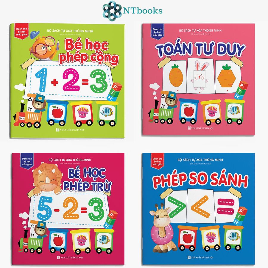 Sách Nét bút đầu tiên - Phép trừ - Phép so sánh - Toán Tư duy (tặng kèm bút) (Combo 4 cuốn sách tự xóa)