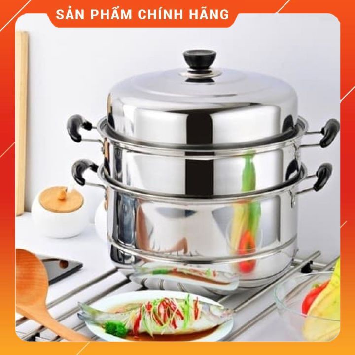 Nồi hấp inox 3  tầng hiện đại kích thước lớn, có thể sử dụng trên mọi loại bếp . [FREESHIP]