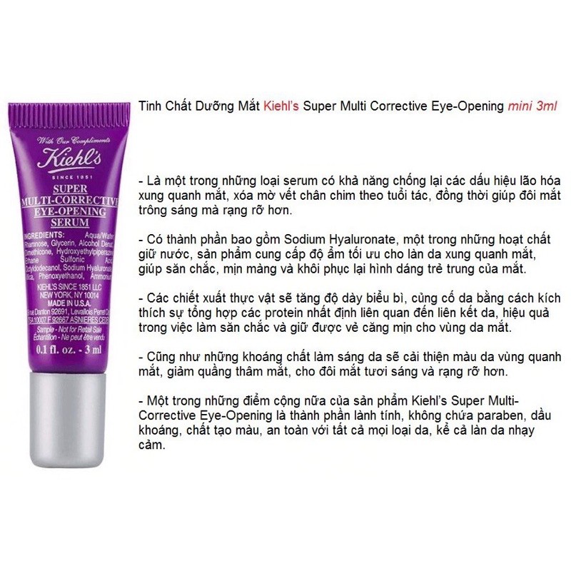 TINH CHẤT DƯỠNG MẮT KIEHL’S SUPER MULTI 3ML | BigBuy360 - bigbuy360.vn