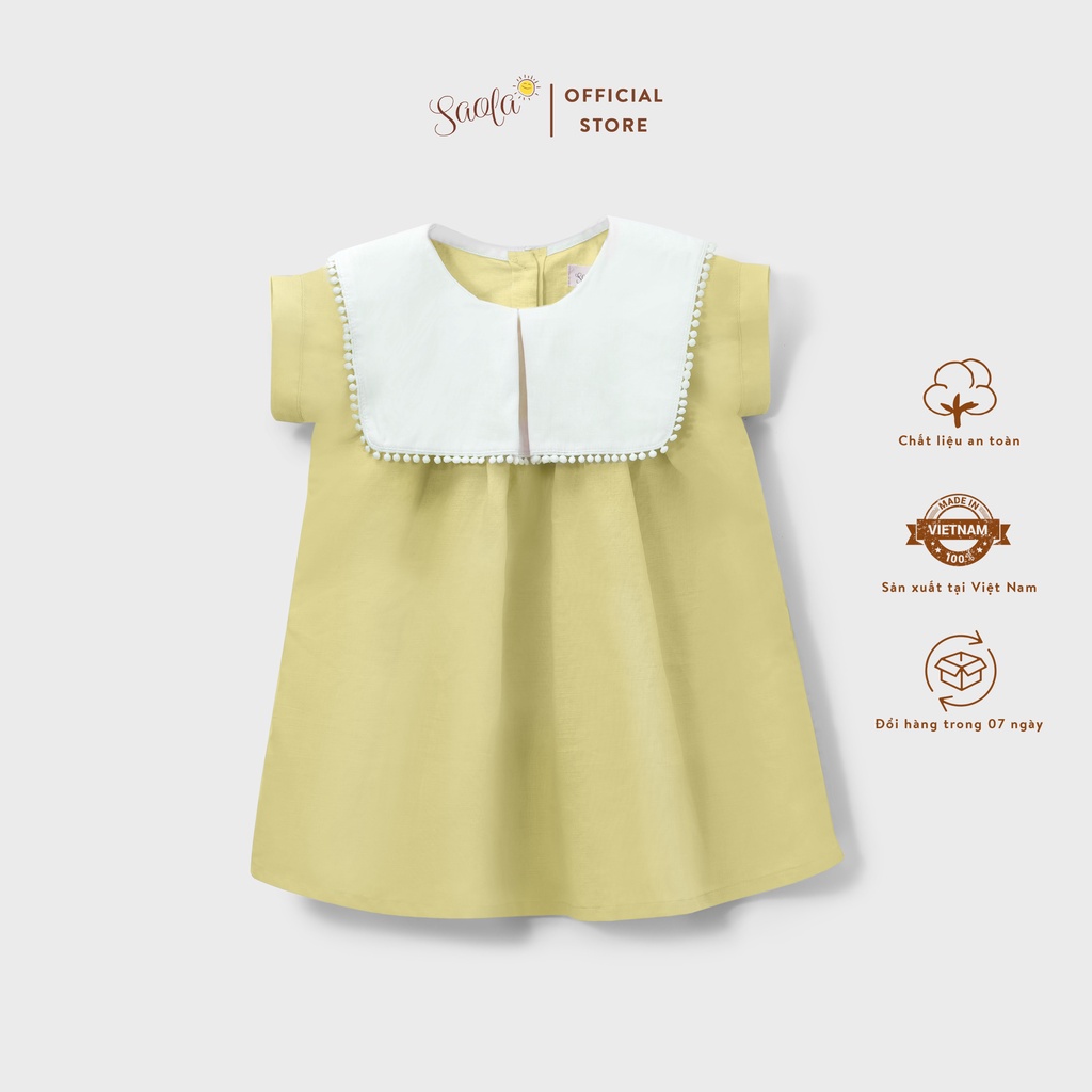 Đầm/ Váy Bé Gái BabyDoll Cổ Vuông Viền Ren Chất Liệu Linen Thoáng Mát - ALULA DRESS - DRL002 - SAOLA KIDS CLOTHING