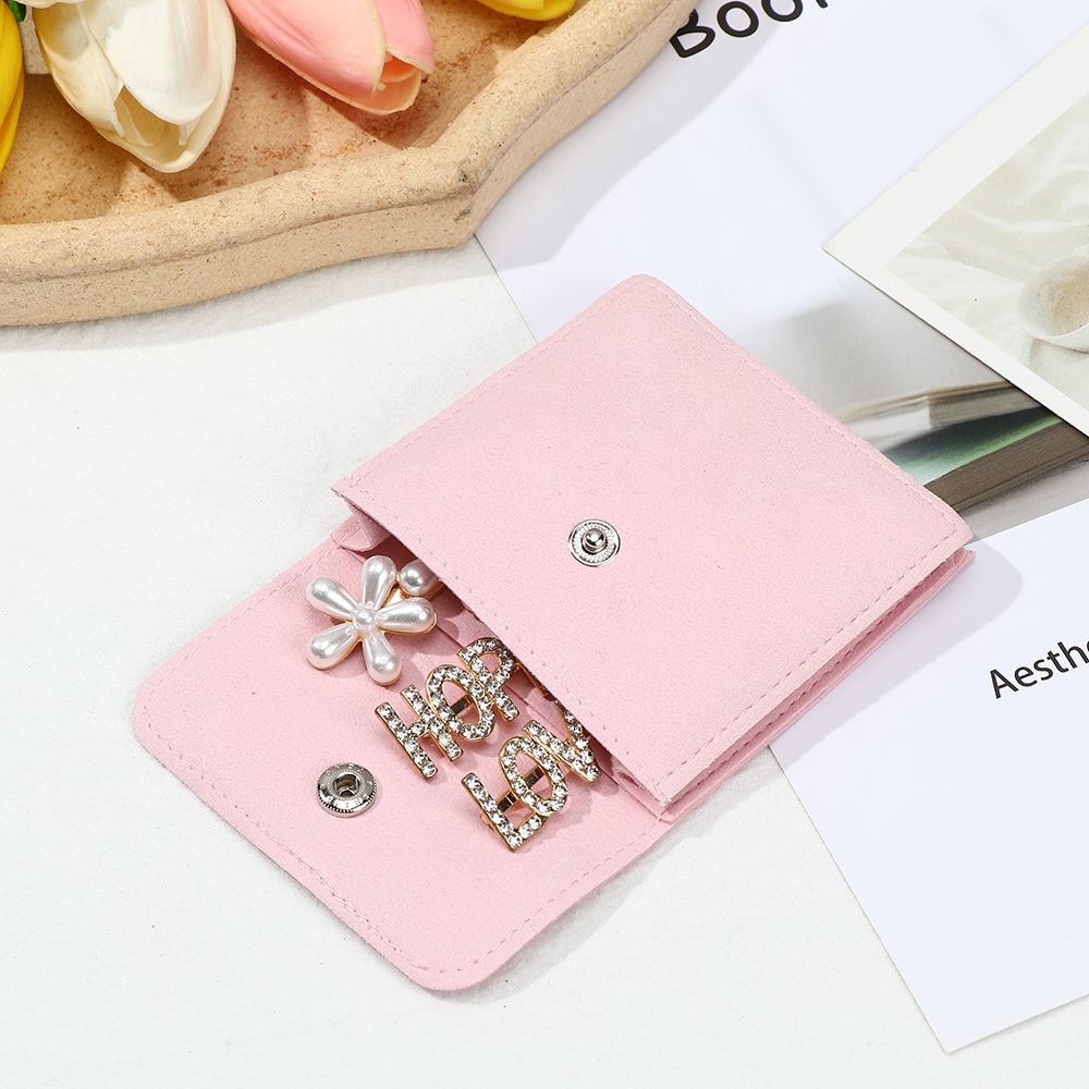 Túi nhung hai ngăn dày với nút chụp đựng vòng cổ trang sức chống bụi nhỏ gọn phù hợp làm quà tặng nhiều màu tùy chọn