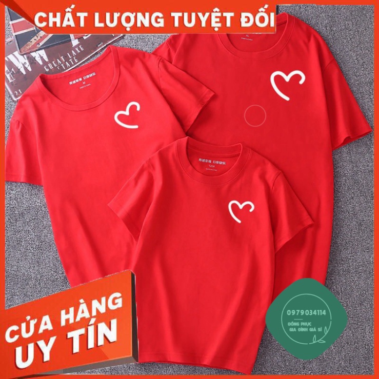 Áo thun giá sỉ Áo Thun Gia Đình Màu Đen In Logo Trái Tim