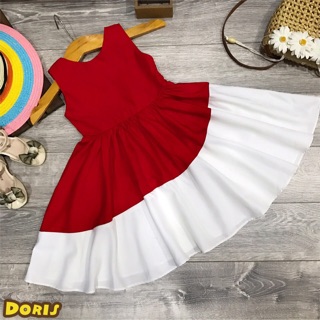 Đầm xoè phối màu